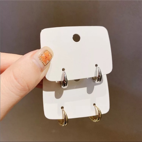 New Unisex Geometric Hoop Earrings - Picture 2 of 6